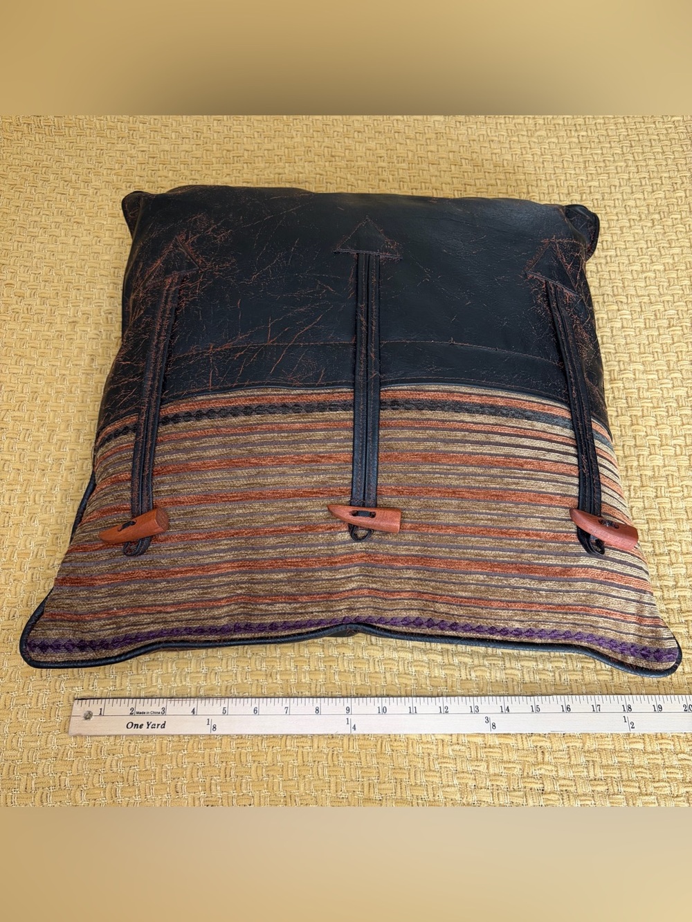 Croscill Pillow Rustic Southwestern Toggle Button Chenille 20 x 20 Cabin - Picture 9 of 11